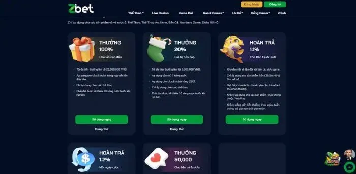 Thưởng 100% tiền cho lần nạp đầu tiên